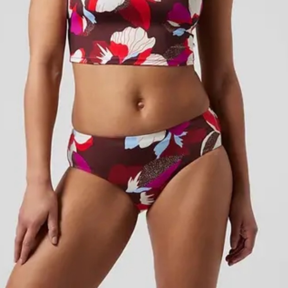 Athleta Clean full bikini bottom hero bloom decadent chocolate floral medium